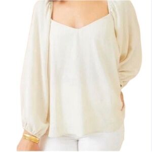 Linen Pippa Puff Sleevee Blouse - Linen L Pomander Place Tuckernuck